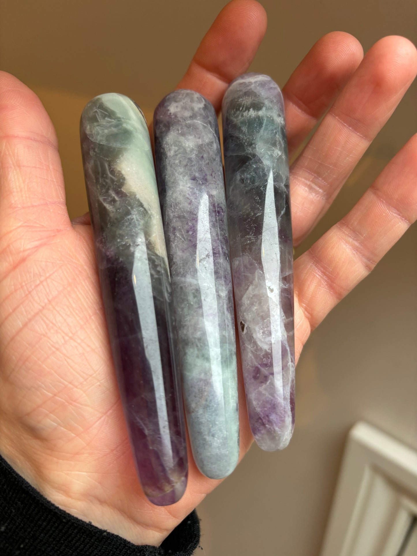 Fluorite Massager Reiki Chakra crystal massage wand intimate healing powerful cleansing negative energy balancing