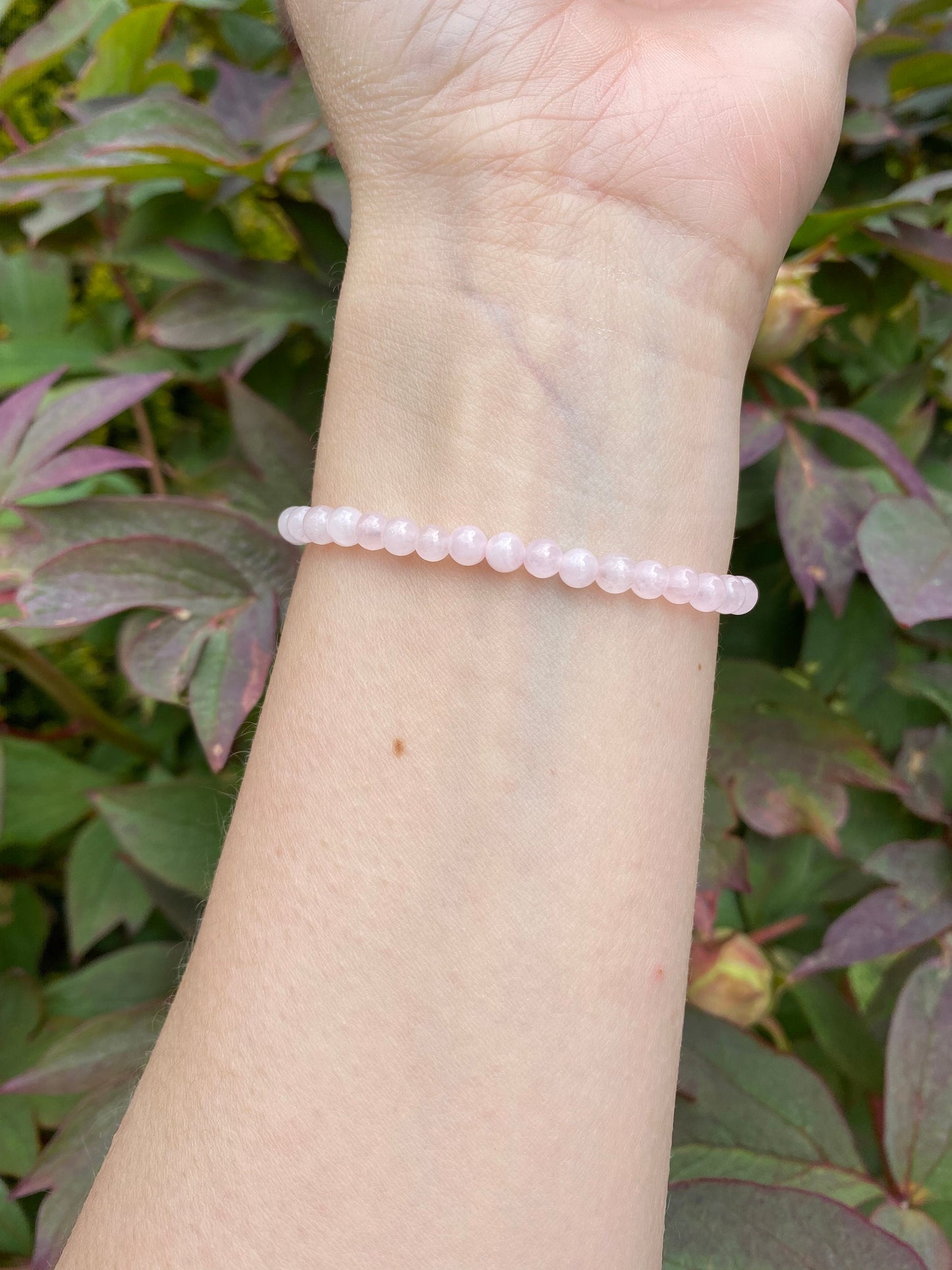 Rose quartz gemstone bracelet with personalised initials / names / words gold hearts stars or silver balls - meaningful bracelet