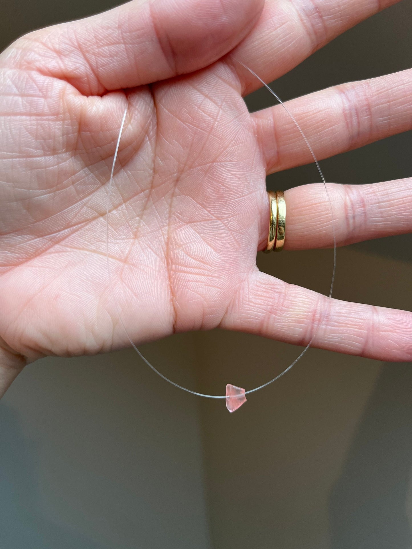 Rose Quartz floating hand made gemstone necklace crystal healing the stone of love, unconditional love, self love and deep healing