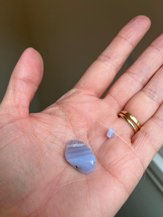 Blue Lace Agate floating hand made gemstone necklace crystal healing freedom and serenity, enlightening, great for meditation, nurturing