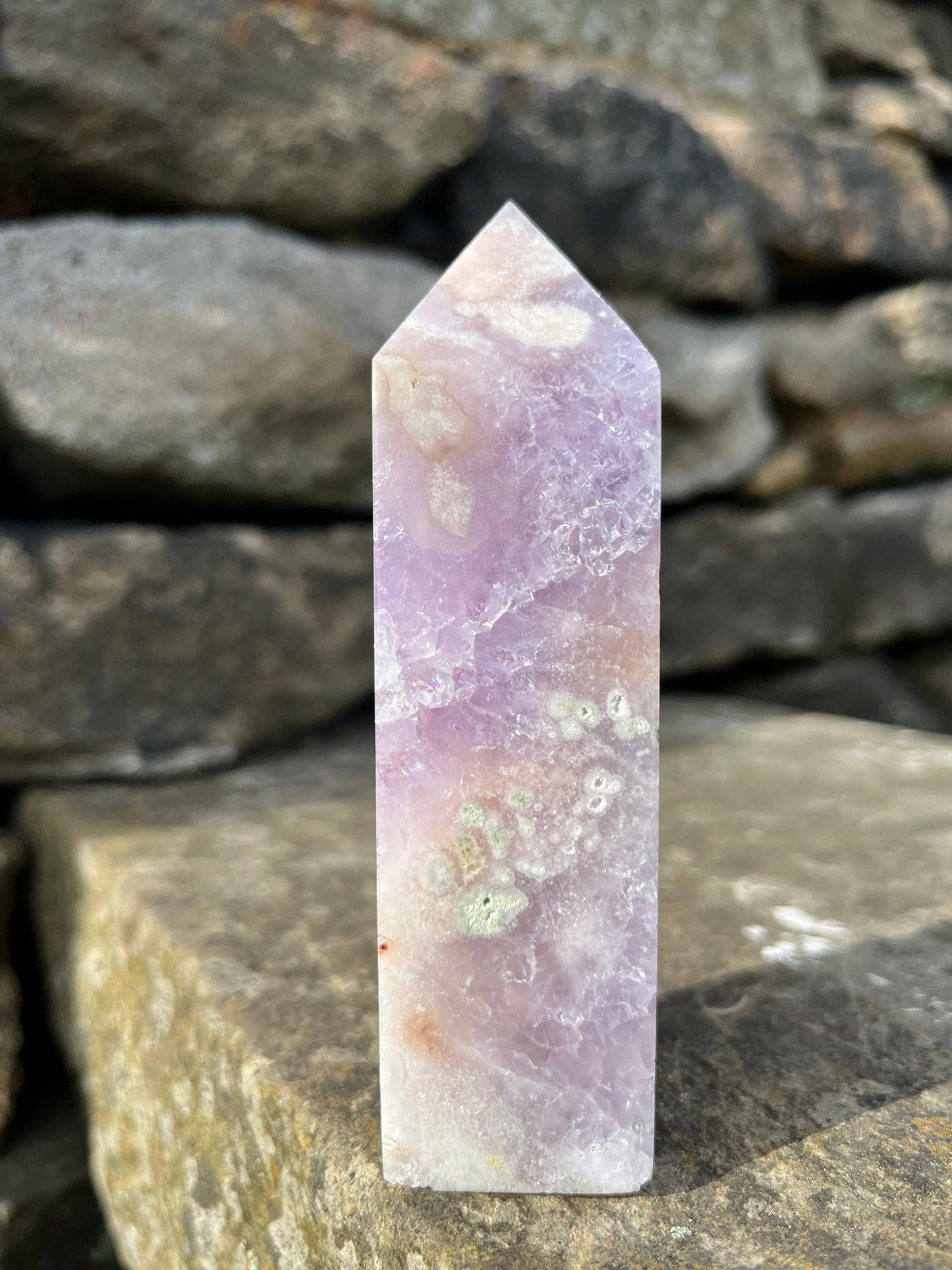 Pink Amethyst Purple Druzy Flower agate Crystal Rare ethical Crystal from Madagascar comforting, grounding and calming anxieties