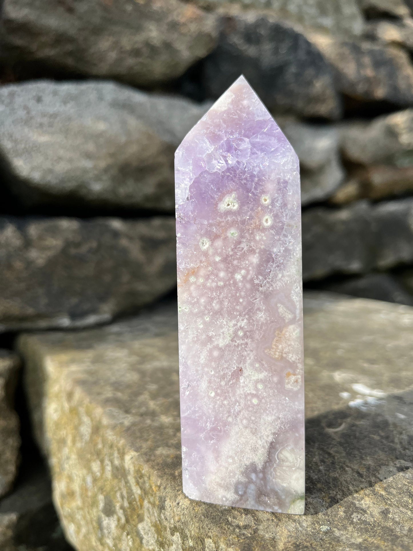 Pink Amethyst Purple Druzy Flower agate Crystal Rare ethical Crystal from Madagascar comforting, grounding and calming anxieties