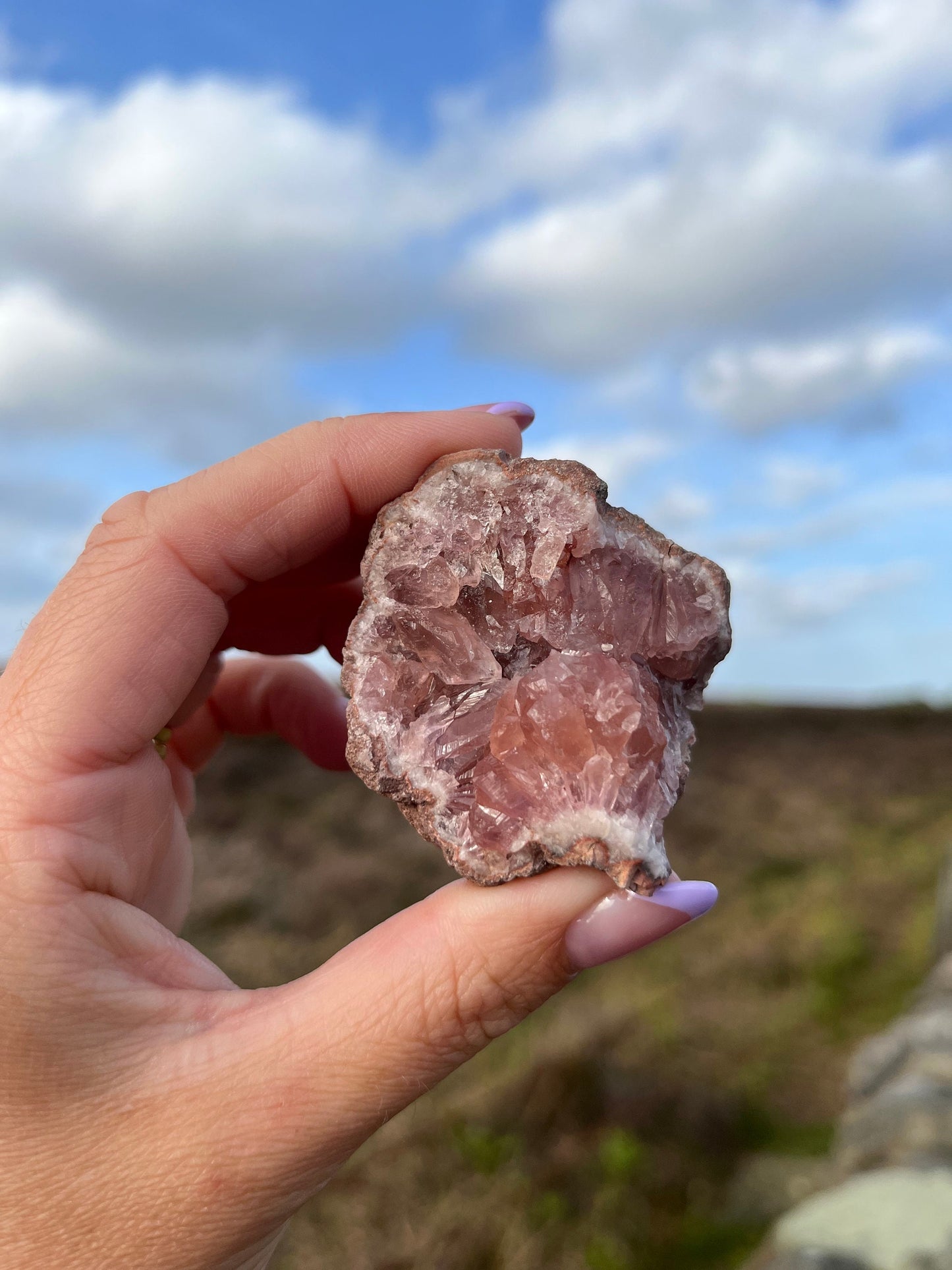 Pink Amethyst Flower Agate Geodes rare crystal with Druzy cave from Madagascar - peaceful, cleansing, comforting and grounding