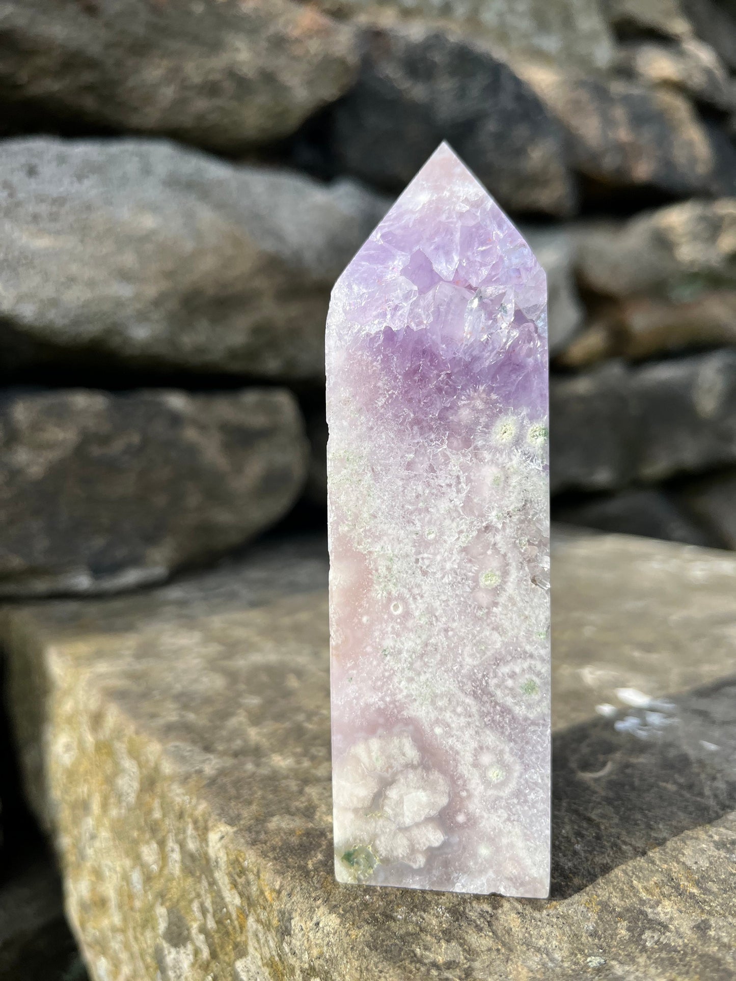 Pink Amethyst Purple Druzy Flower agate Crystal Rare ethical Crystal from Madagascar comforting, grounding and calming anxieties