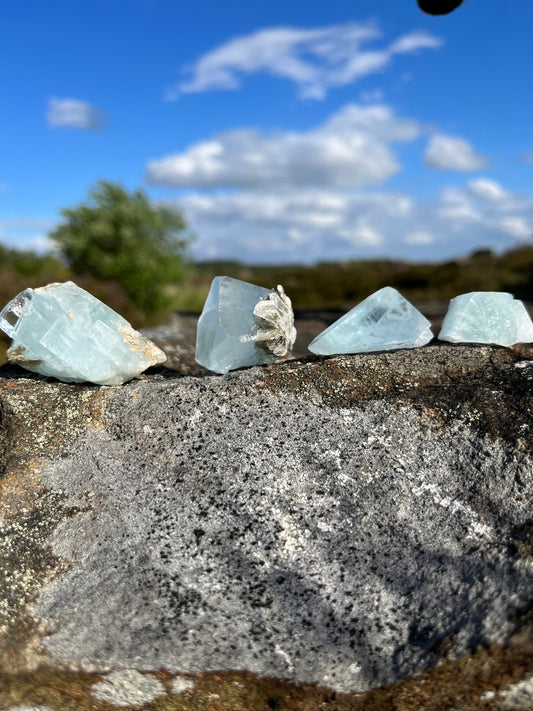 Aquamarine and Mica mineral specimen ethically sourced from Skardu Pakistan rare crystal - cleansing, calming, soothing, perfect for stress