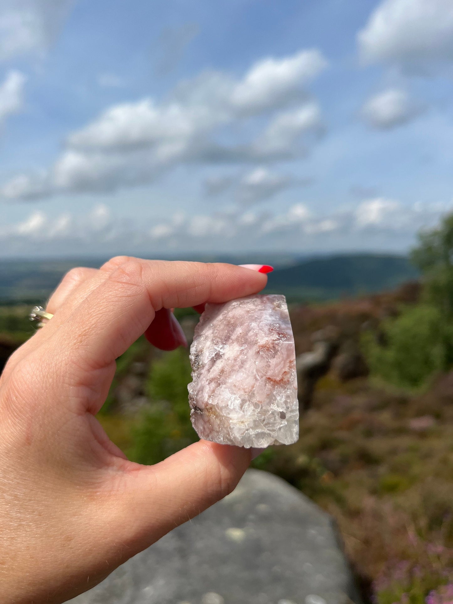 Pink Amethyst Flower agate strawberry citrine Chalcedony freeform Druzy cave high grade ethical Crystal from Madagascar comforting & calming