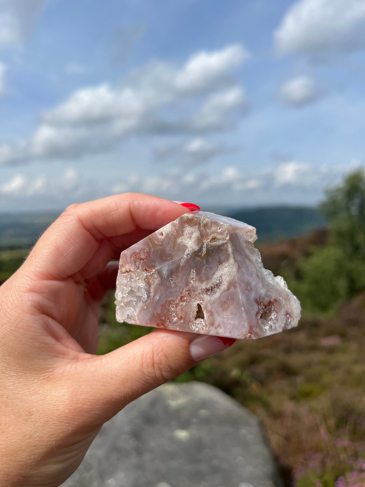 Pink Amethyst Flower agate strawberry citrine Chalcedony freeform Druzy cave high grade ethical Crystal from Madagascar comforting & calming