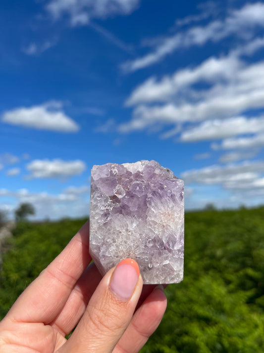 Pink and Purple Amethyst Druzy Flower agate freeform strawberry quartz Rare high grade ethical Crystal from Madagascar comforting & calming