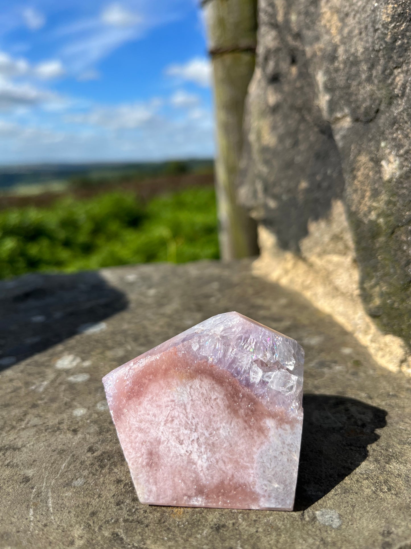 Pink and Purple Amethyst Druzy Flower agate freeform strawberry quartz Rare high grade ethical Crystal from Madagascar comforting & calming